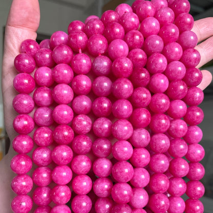 2 Strands/lot 10/12mm Hot Pink Fuchsia Chalcedony Jade Round Stone Beads Stone Beads 12mm Stone Beads Breast Cancer Awareness New Beads Arrivals Other Stone Beads Charms Beads Beyond