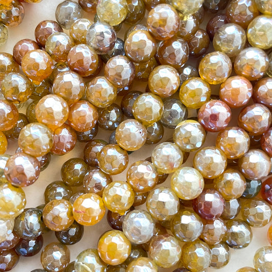 2 Strands/lot 8mm Electroplated Yellow Agate Faceted Stone Beads Electroplated Beads Electroplated Faceted Agate Beads New Beads Arrivals Charms Beads Beyond