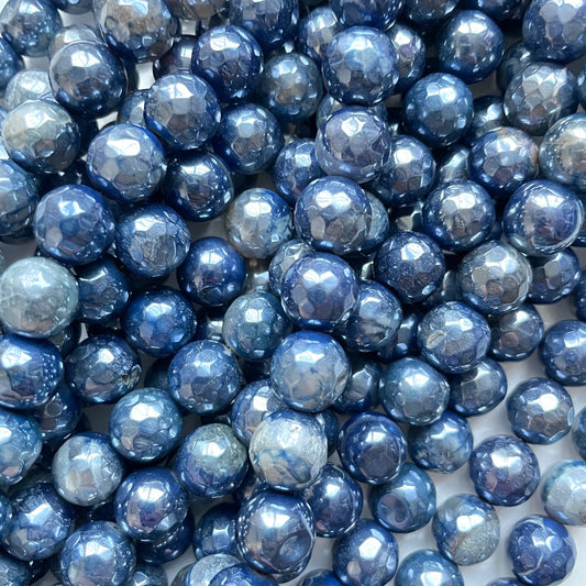 2 Strands/lot 10mm Electroplated Dark Blue Agate Faceted Stone Beads Electroplated Beads Electroplated Faceted Agate Beads New Beads Arrivals Charms Beads Beyond