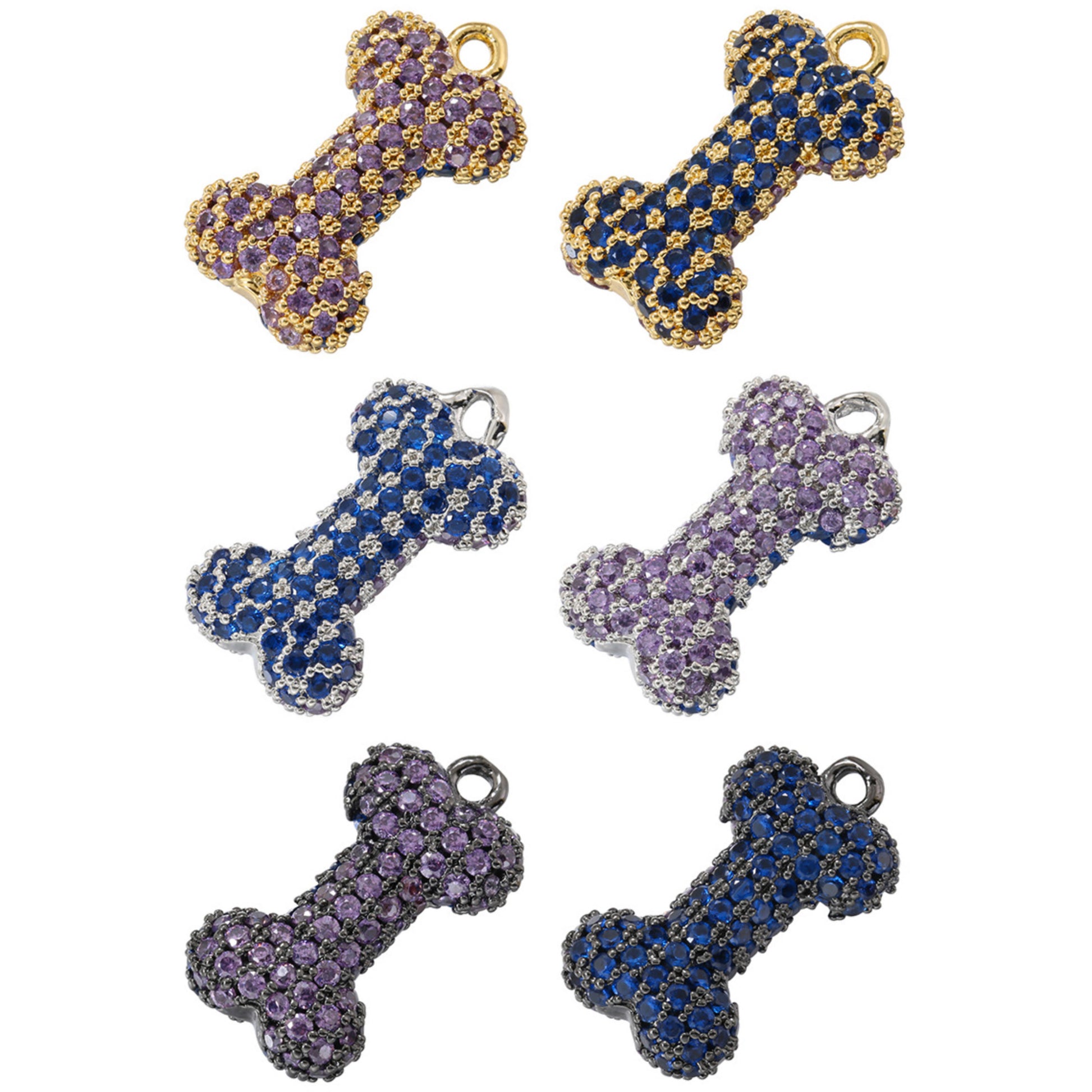 10pcs/lot Colorful CZ Paved 3D Cute Heart Bone Charms Mix Bones CZ Paved Charms Hearts Small Sizes Charms Beads Beyond