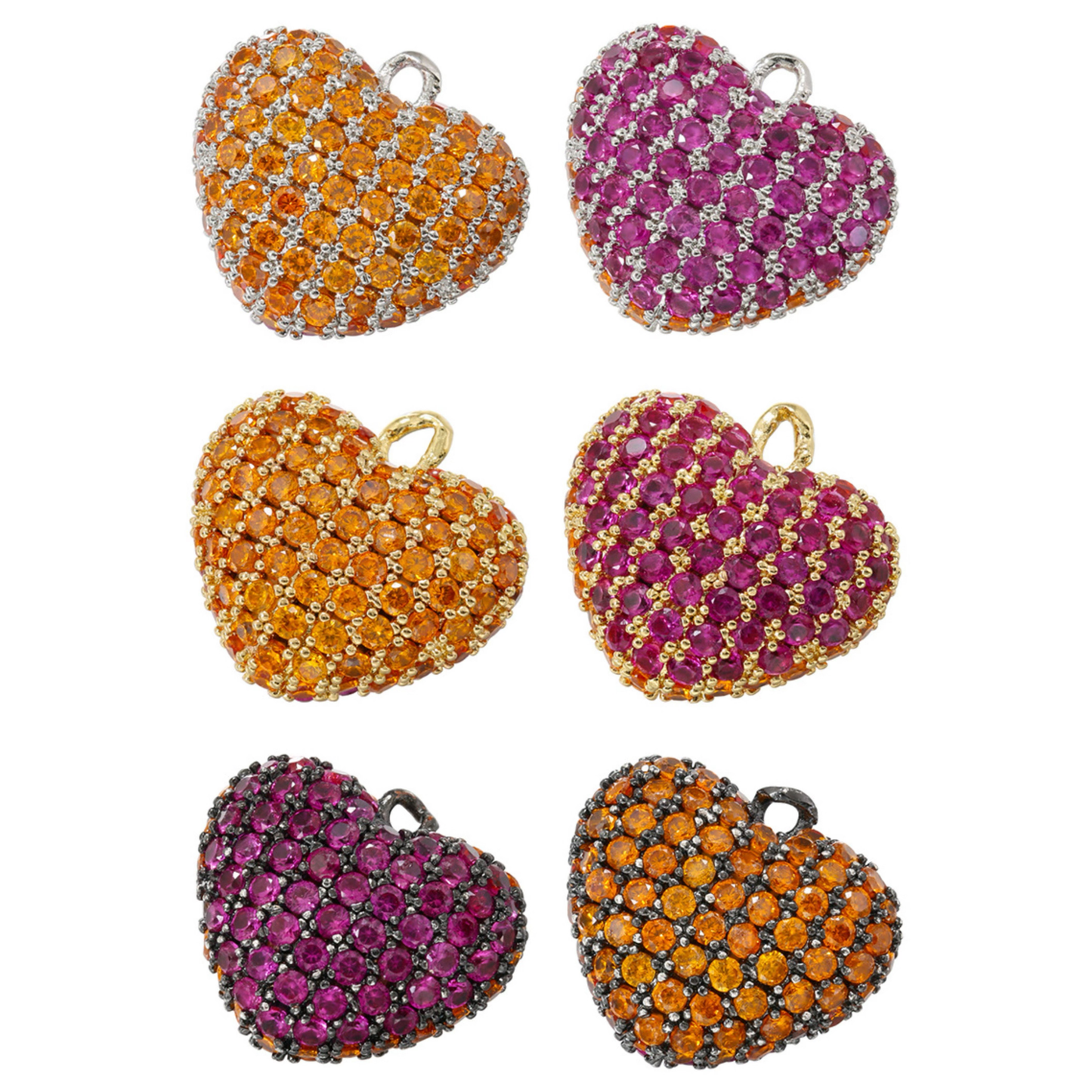 10pcs/lot Colorful CZ Paved 3D Cute Heart Bone Charms Mix Hearts CZ Paved Charms Hearts Small Sizes Charms Beads Beyond