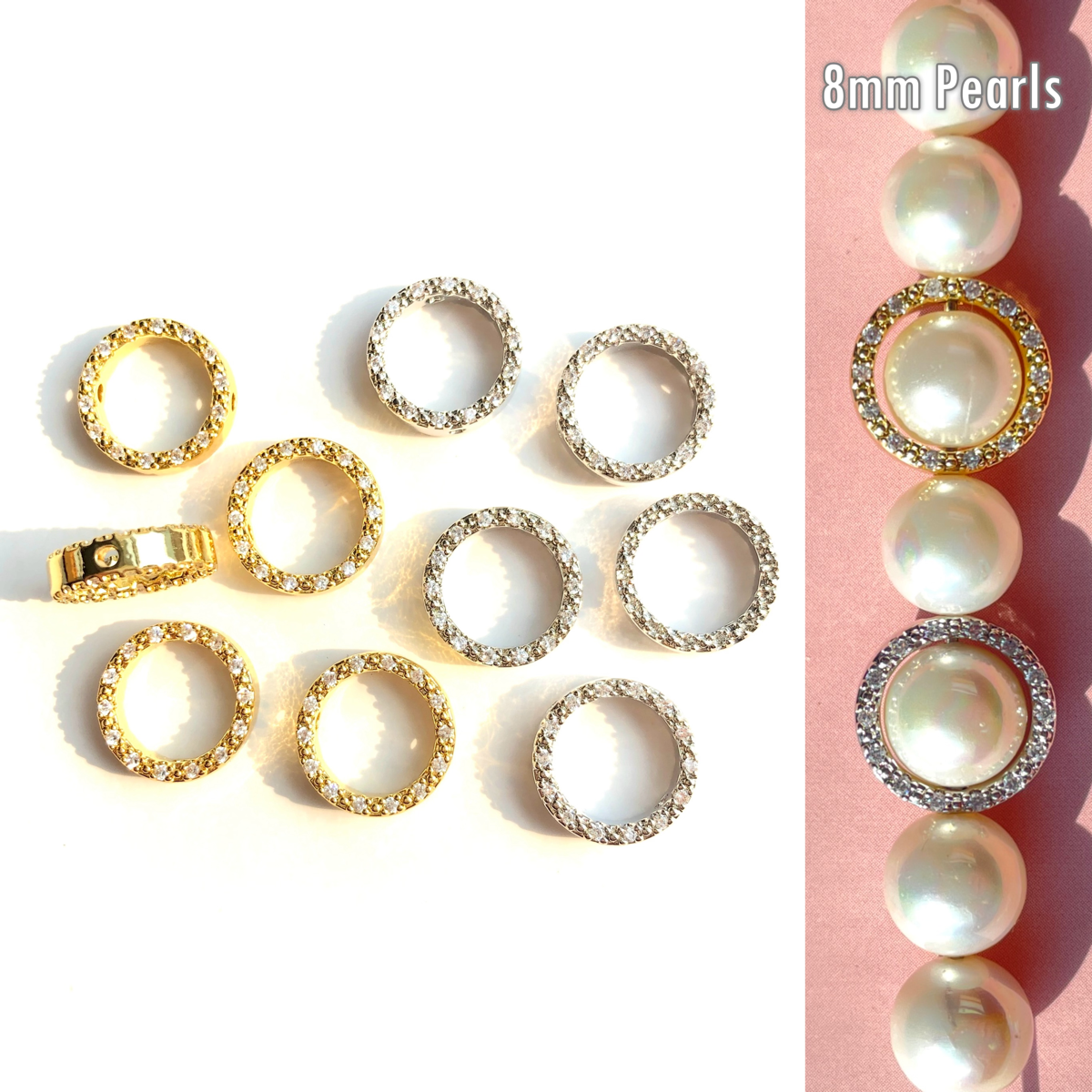 10-20-50pcs/lot 11.5mm CZ Paved Big Hole Round Spacers CZ Paved Spacers Big Hole Beads New Spacers Arrivals Rondelle Beads Wholesale Charms Beads Beyond