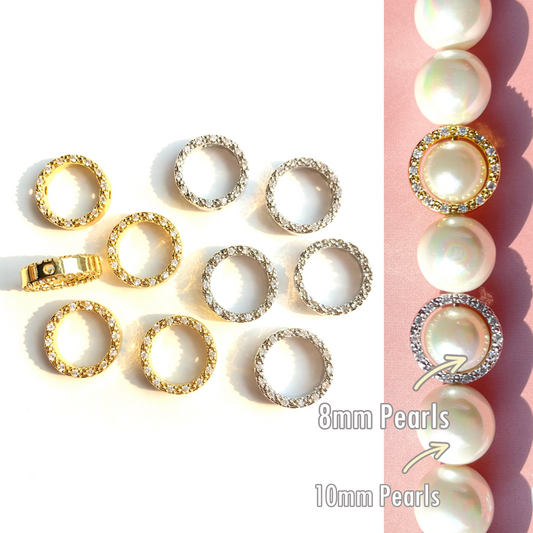 10-20-50pcs/lot 11.5mm CZ Paved Big Hole Round Spacers CZ Paved Spacers Big Hole Beads New Spacers Arrivals Rondelle Beads Wholesale Charms Beads Beyond
