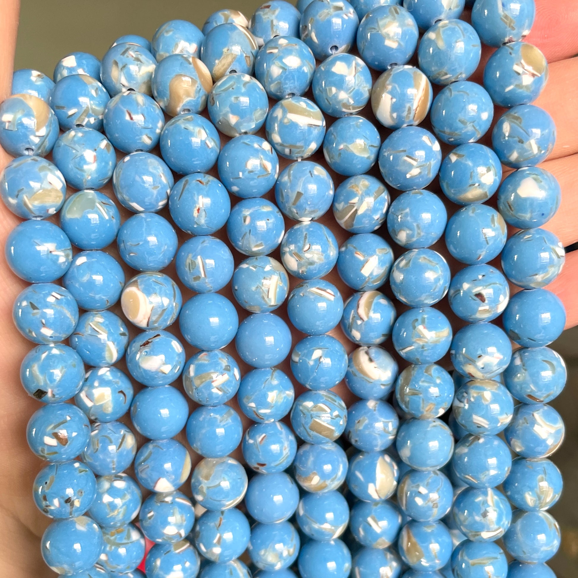 2 Strands/lot 10mm Blue Shell Turquoise Round Stone Beads Stone Beads Turquoise Beads Charms Beads Beyond