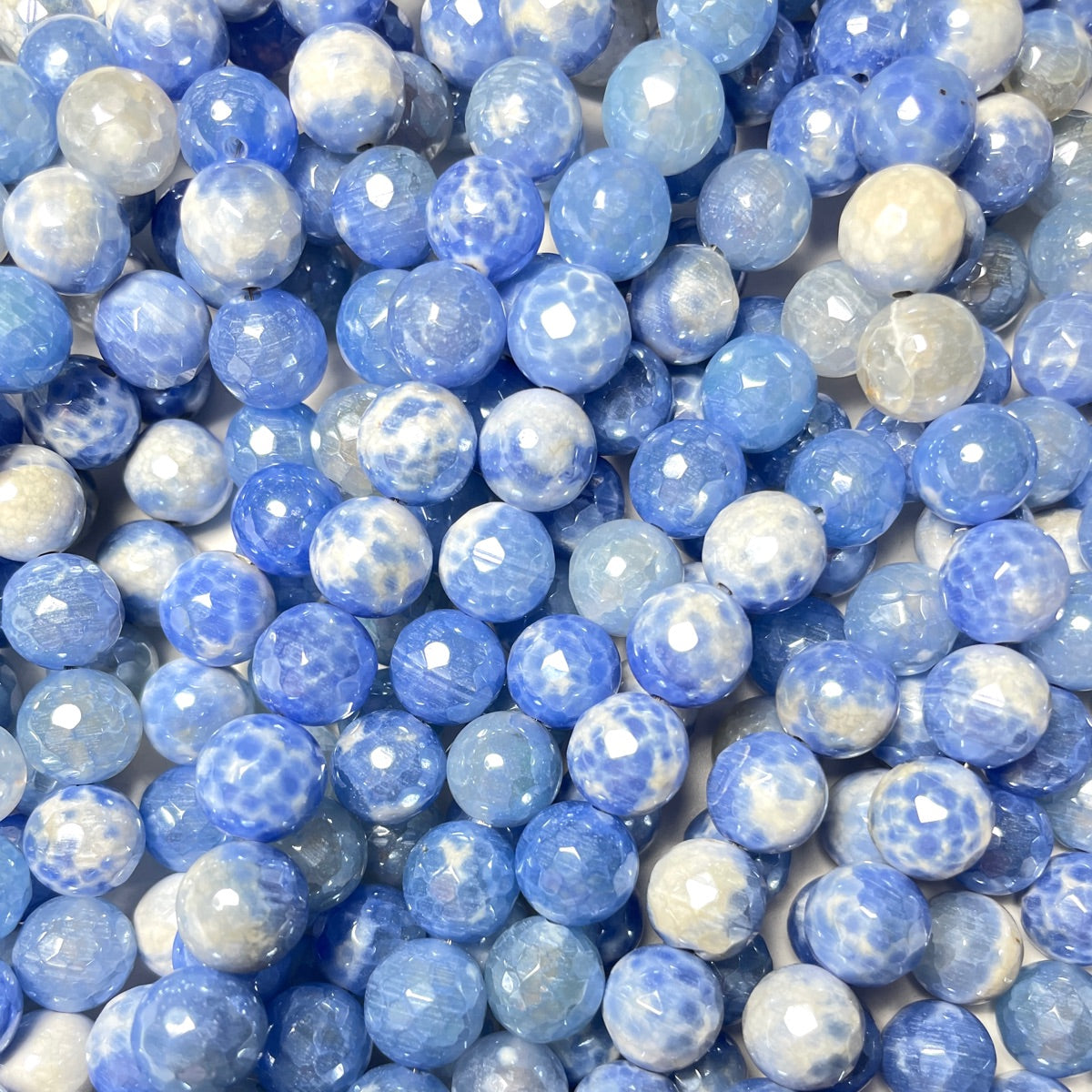 2 Strands/lot 10mm Electroplated Blue White Fire Agate Faceted Stone Beads Electroplated Beads Electroplated Faceted Agate Beads New Beads Arrivals Charms Beads Beyond