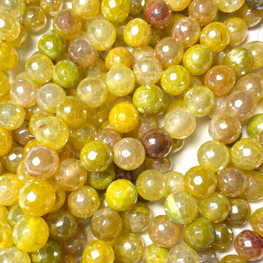2 Strands/lot 10mm Electroplated Yellow Agate Faceted Stone Beads Electroplated Beads Electroplated Faceted Agate Beads New Beads Arrivals Charms Beads Beyond