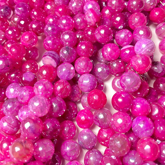 2 Strands/lot 10mm Electroplated Hot Pink Fuchsia Agate Faceted Stone Beads Electroplated Beads Electroplated Faceted Agate Beads New Beads Arrivals Charms Beads Beyond