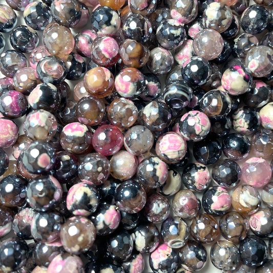 2 Strands/lot 10mm Electroplated Pink Black Agate Faceted Stone Beads Electroplated Beads Electroplated Faceted Agate Beads New Beads Arrivals Charms Beads Beyond