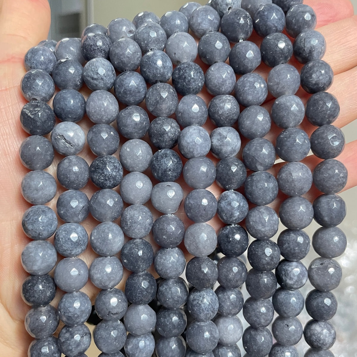 2 Strands/lot 10mm Gray Faceted Jade Stone Beads Stone Beads Faceted Jade Beads New Beads Arrivals Charms Beads Beyond