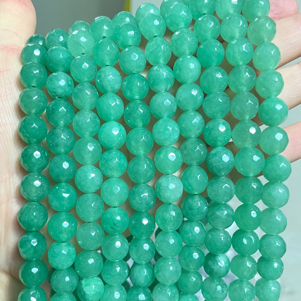 2 Strands/lot 10mm Mint Green Faceted Jade Stone Beads Stone Beads Faceted Jade Beads New Beads Arrivals Charms Beads Beyond