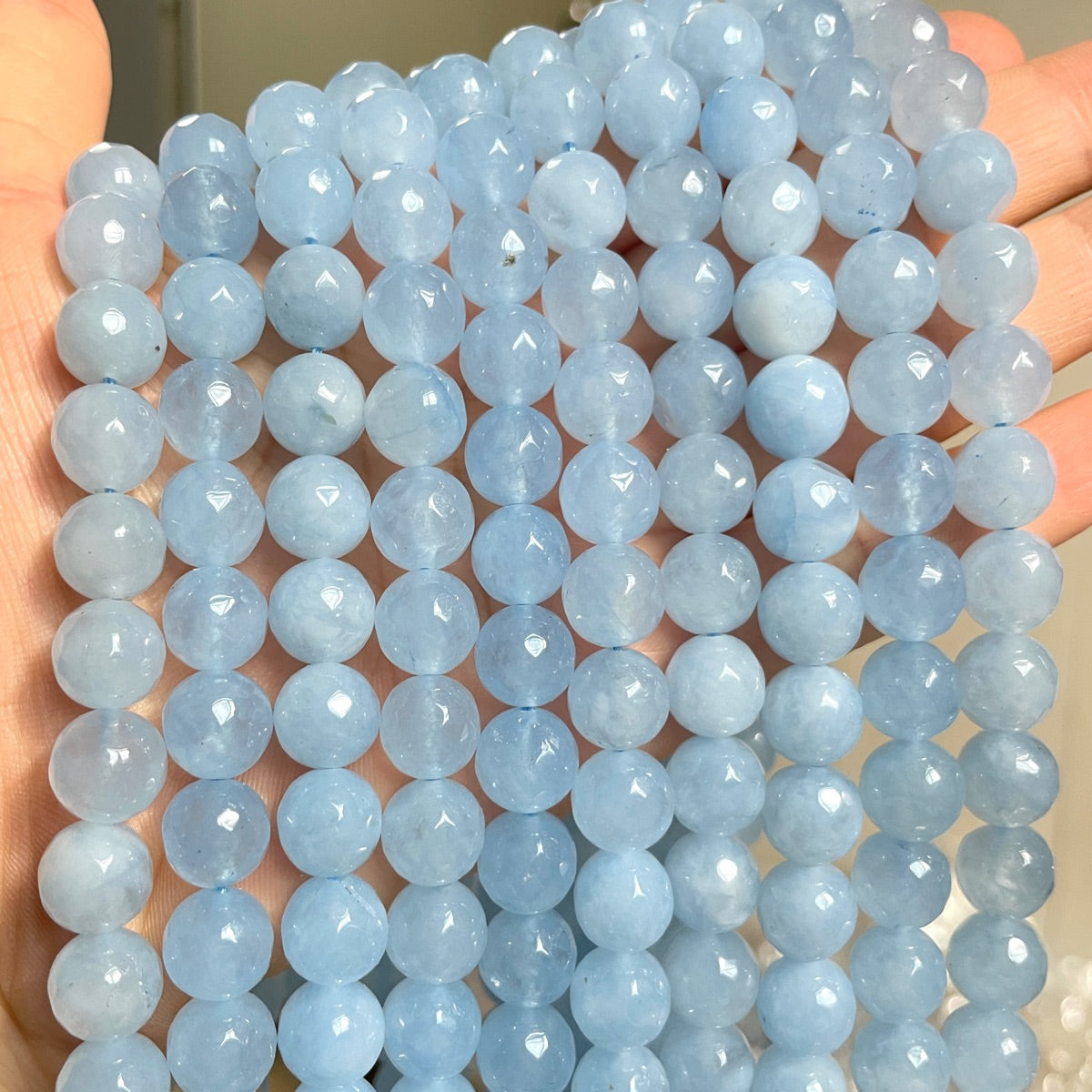 2 Strands/lot 10mm Light Blue Faceted Jade Stone Beads Stone Beads Faceted Jade Beads New Beads Arrivals Charms Beads Beyond