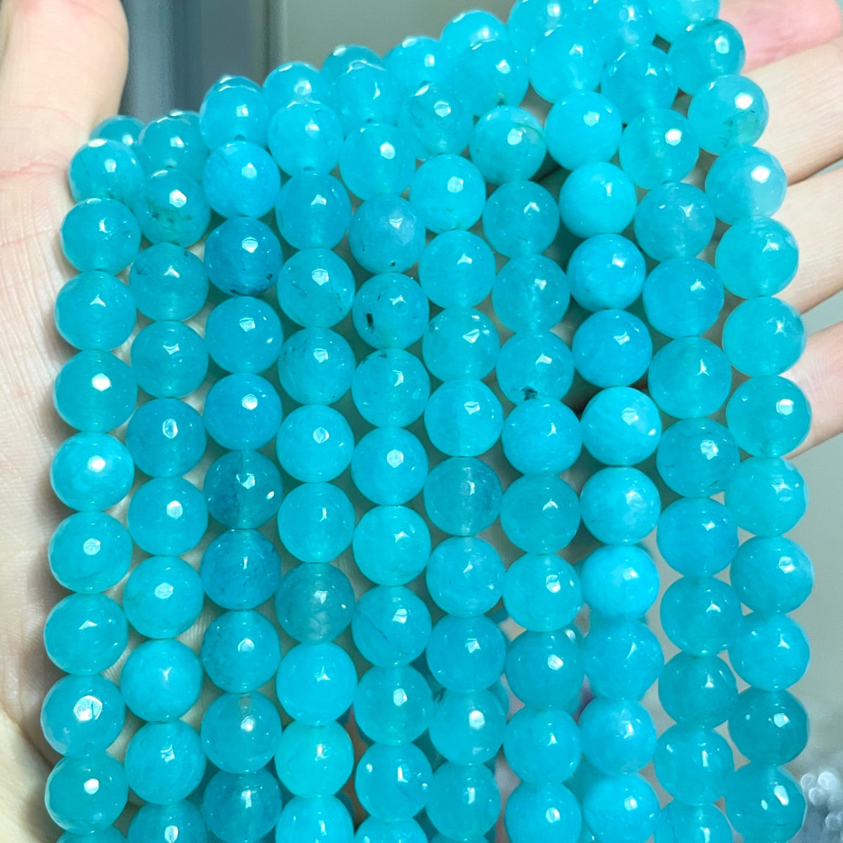 2 Strands/lot 10mm Turquoise Blue Faceted Jade Stone Beads Stone Beads Faceted Jade Beads New Beads Arrivals Charms Beads Beyond