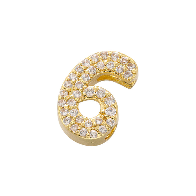 10pcs/Lot 11*7mm CZ Paved Number Spacers-Gold & Silver