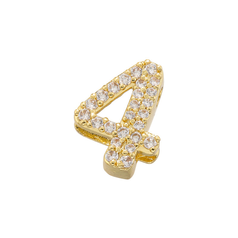 10pcs/Lot 11*7mm CZ Paved Number Spacers-Gold & Silver