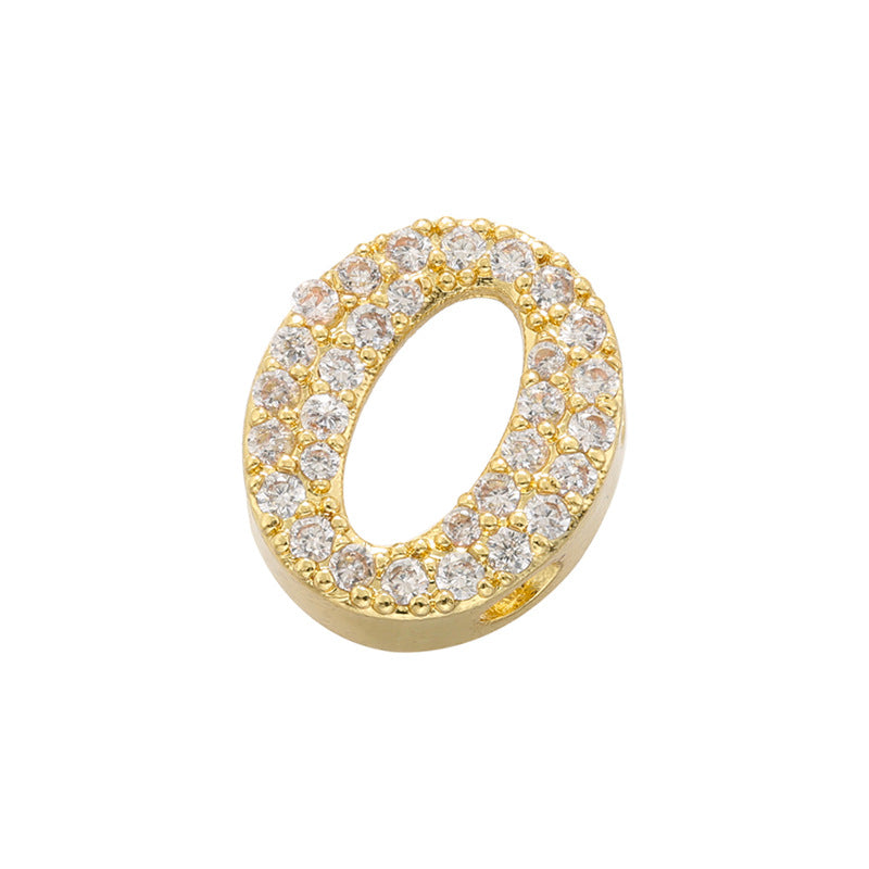 10pcs/Lot 11*7mm CZ Paved Number Spacers-Gold & Silver