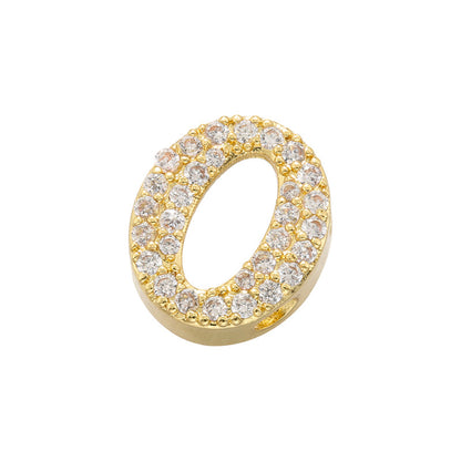 10pcs/Lot 11*7mm CZ Paved Number Spacers-Gold & Silver