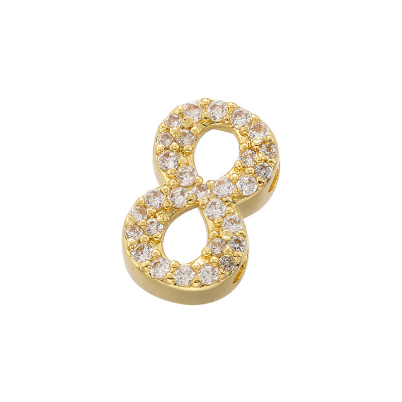 10pcs/Lot 11*7mm CZ Paved Number Spacers-Gold & Silver