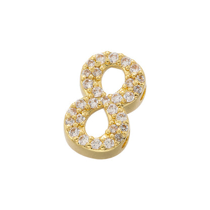 10pcs/Lot 11*7mm CZ Paved Number Spacers-Gold & Silver