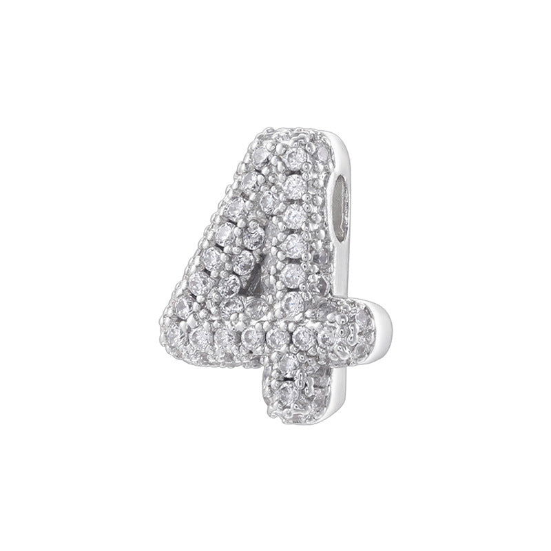 10pcs/lot CZ Paved Number Spacers-Gold & Silver