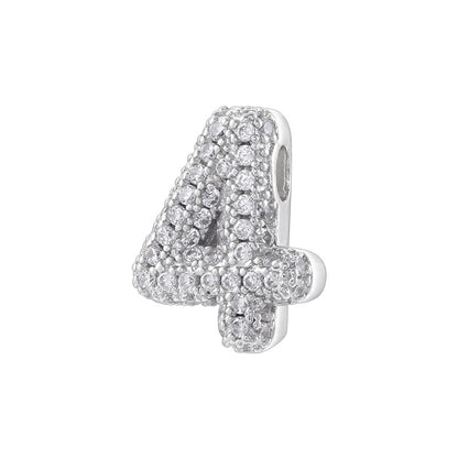 10pcs/lot CZ Paved Number Spacers-Gold & Silver