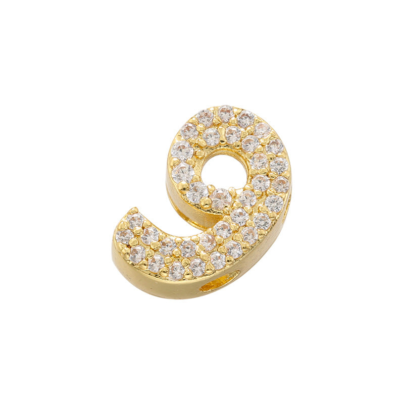 10pcs/Lot 11*7mm CZ Paved Number Spacers-Gold & Silver