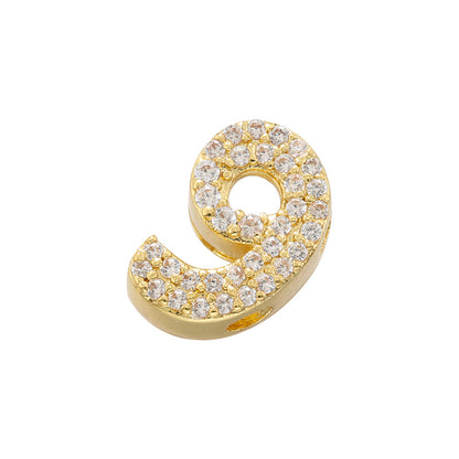 10pcs/Lot 11*7mm CZ Paved Number Spacers-Gold & Silver