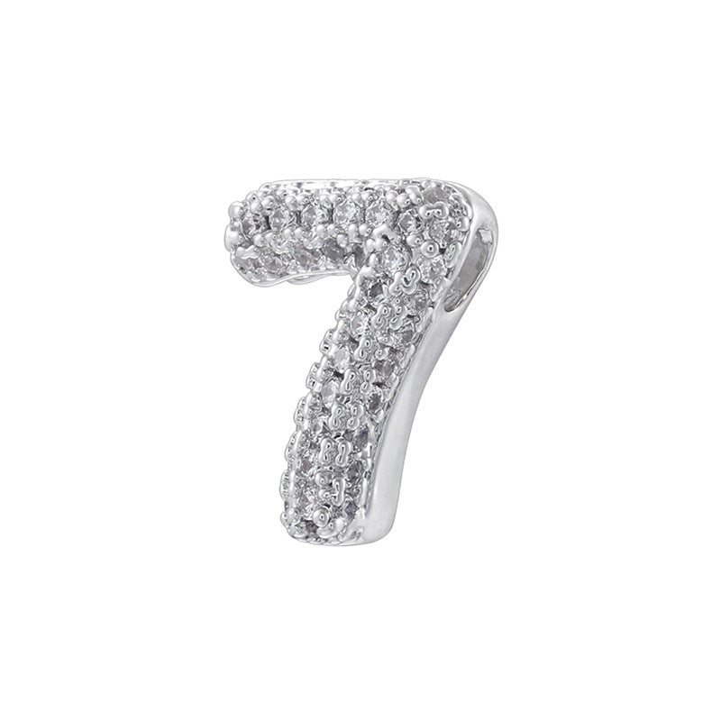 10pcs/lot CZ Paved Number Spacers-Gold & Silver
