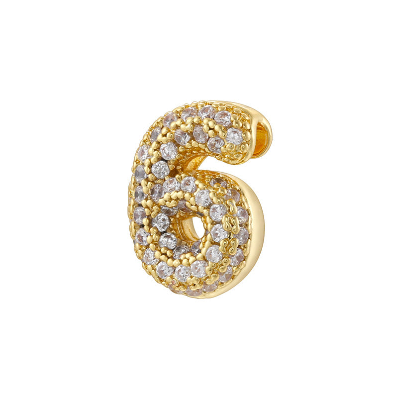 10pcs/lot CZ Paved Number Spacers-Gold & Silver