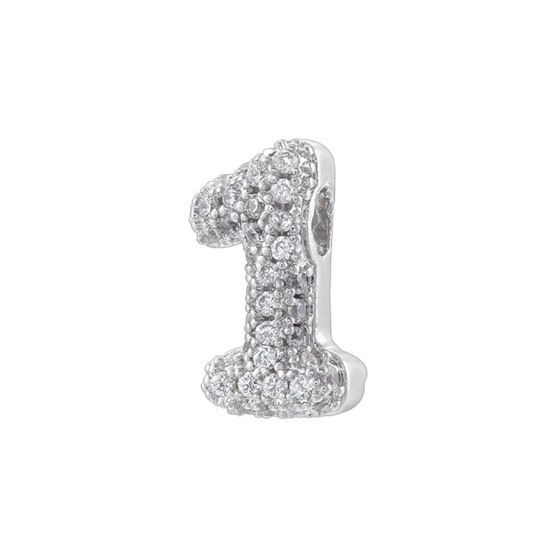 10pcs/lot CZ Paved Number Spacers-Gold & Silver