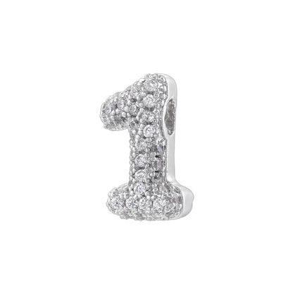 10pcs/lot CZ Paved Number Spacers-Gold & Silver