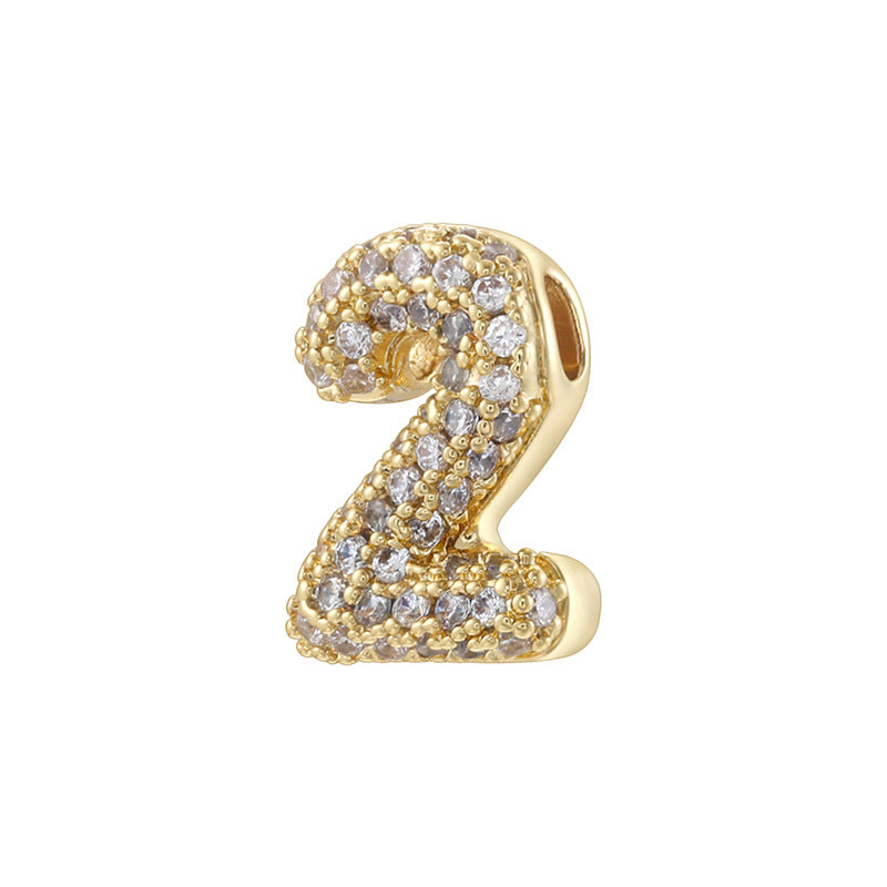 10pcs/lot CZ Paved Number Spacers-Gold & Silver