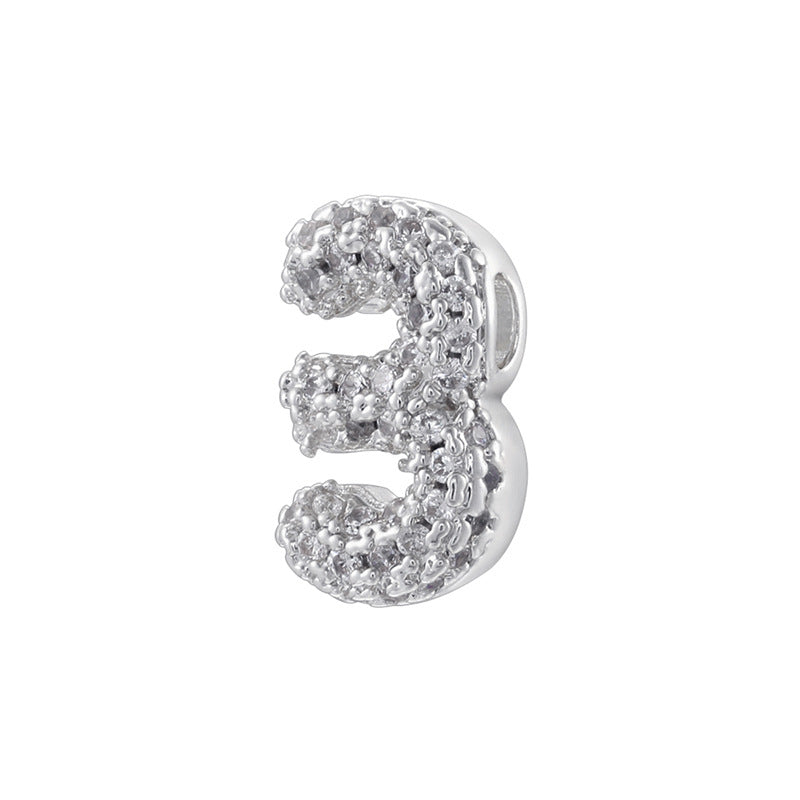 10pcs/lot CZ Paved Number Spacers-Gold & Silver