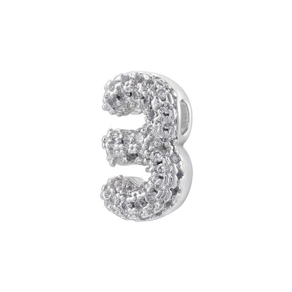 10pcs/lot CZ Paved Number Spacers-Gold & Silver