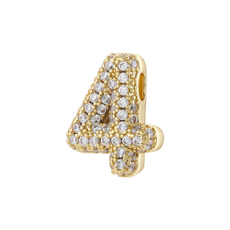 10pcs/lot CZ Paved Number Spacers-Gold & Silver