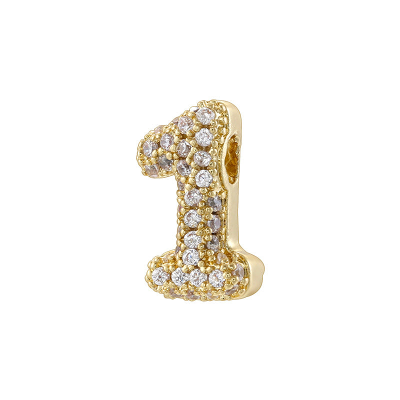 10pcs/lot CZ Paved Number Spacers-Gold & Silver