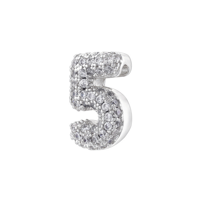 10pcs/lot CZ Paved Number Spacers-Gold & Silver