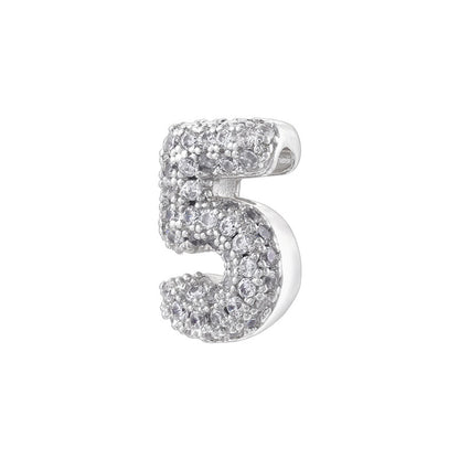 10pcs/lot CZ Paved Number Spacers-Gold & Silver