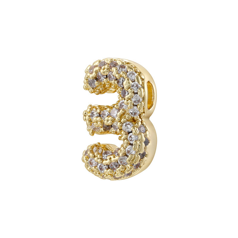 10pcs/lot CZ Paved Number Spacers-Gold & Silver