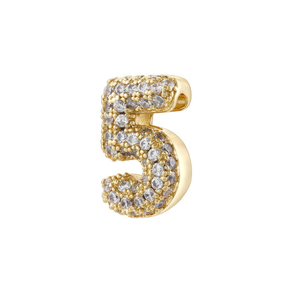 10pcs/lot CZ Paved Number Spacers-Gold & Silver