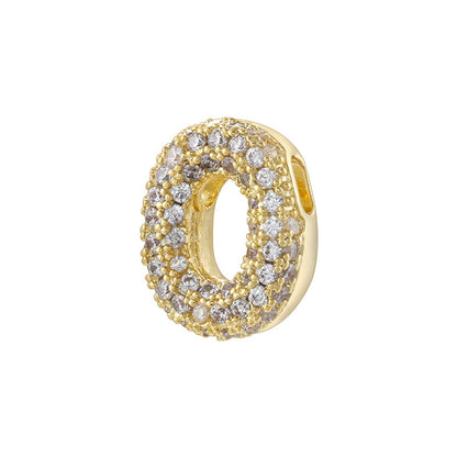 10pcs/lot CZ Paved Number Spacers-Gold & Silver