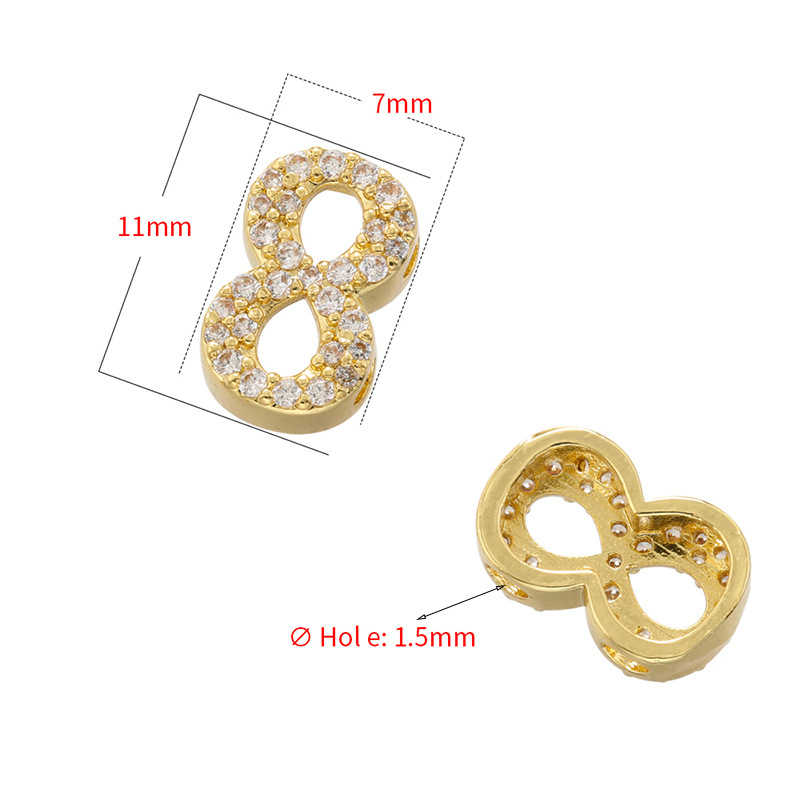 10pcs/Lot 11*7mm CZ Paved Number Spacers-Gold & Silver