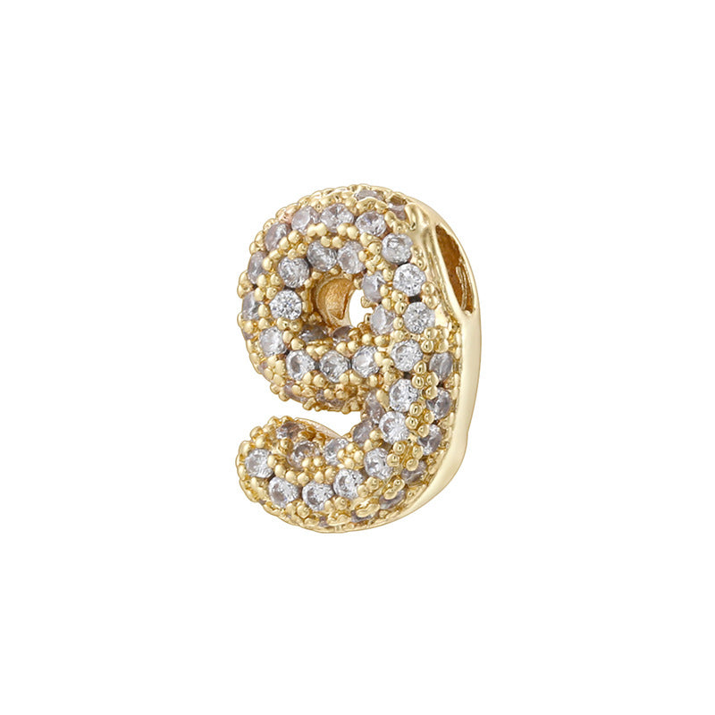 10pcs/lot CZ Paved Number Spacers-Gold & Silver