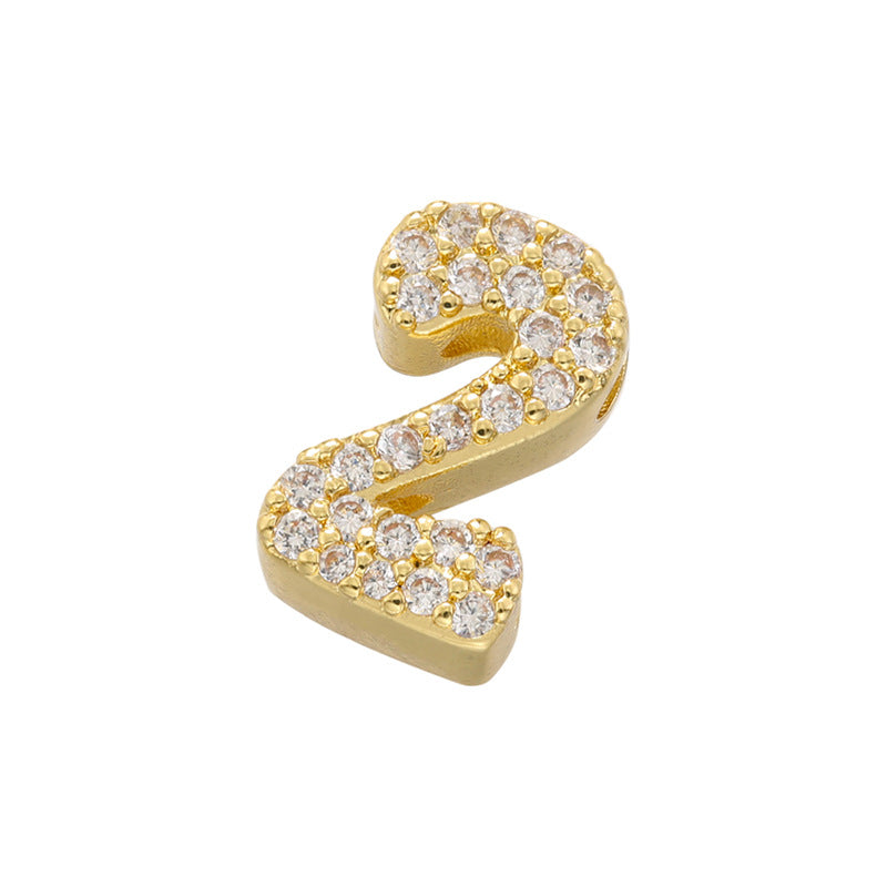 10pcs/Lot 11*7mm CZ Paved Number Spacers-Gold & Silver