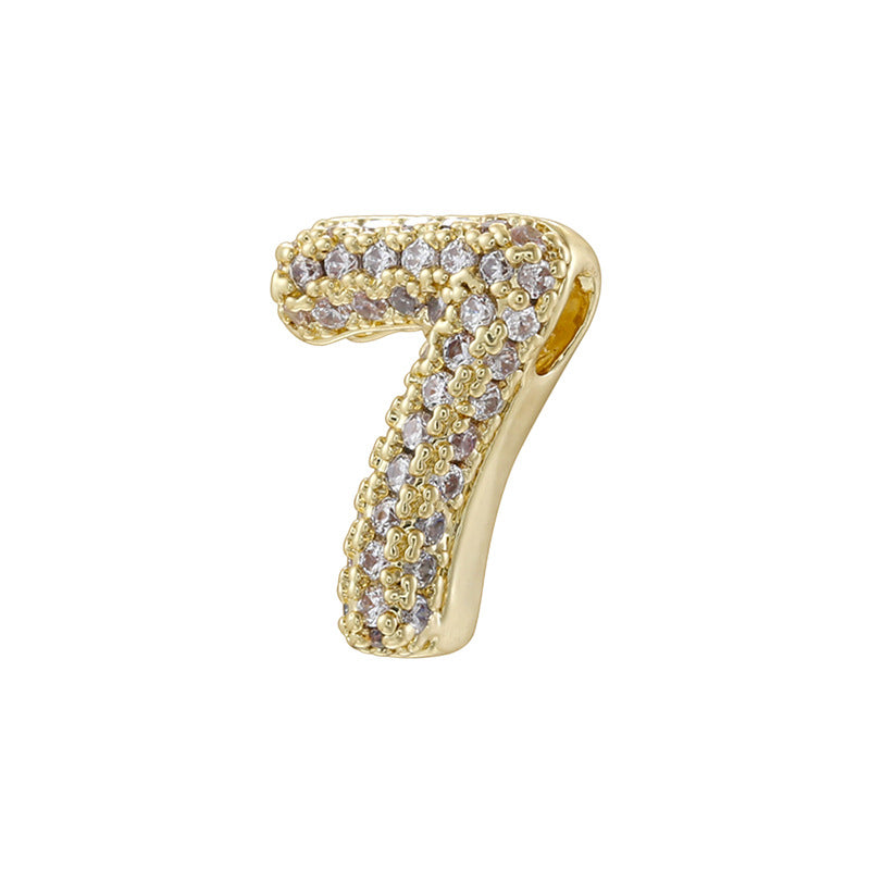10pcs/lot CZ Paved Number Spacers-Gold & Silver
