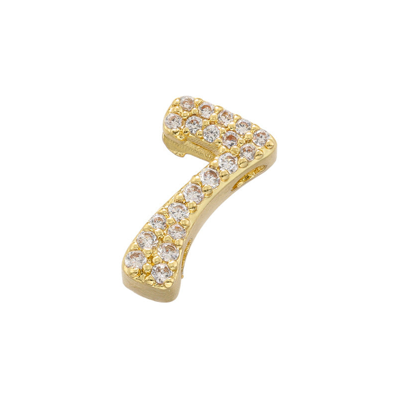 10pcs/Lot 11*7mm CZ Paved Number Spacers-Gold & Silver