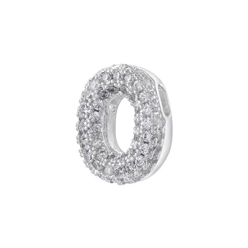 10pcs/lot CZ Paved Number Spacers-Gold & Silver