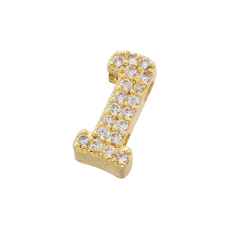 10pcs/Lot 11*7mm CZ Paved Number Spacers-Gold & Silver
