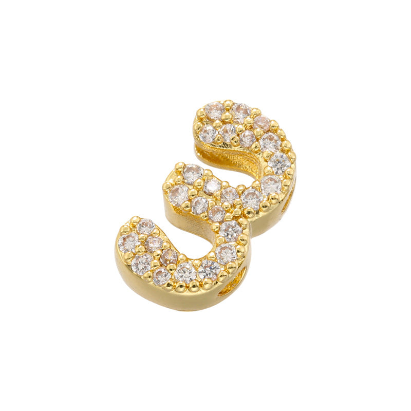 10pcs/Lot 11*7mm CZ Paved Number Spacers-Gold & Silver