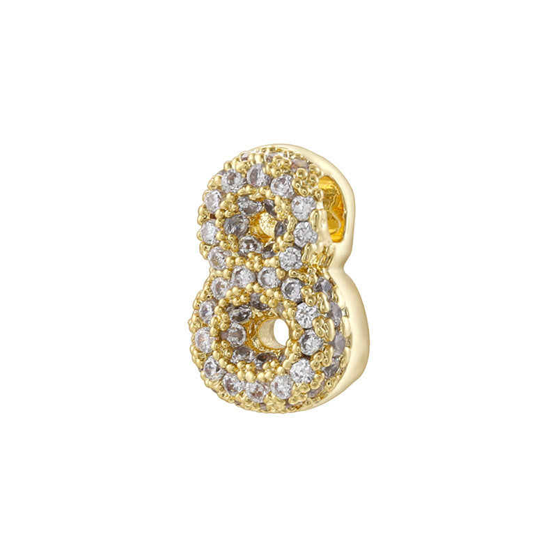 10pcs/lot CZ Paved Number Spacers-Gold & Silver