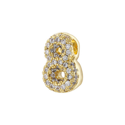 10pcs/lot CZ Paved Number Spacers-Gold & Silver
